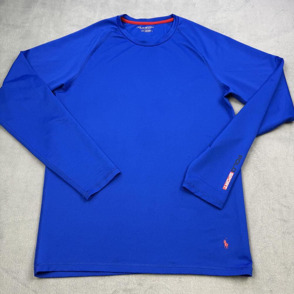 Polo Sport Ralph Lauren Shirt Mens Large Blue Long Sleeve Athletic Running Tee